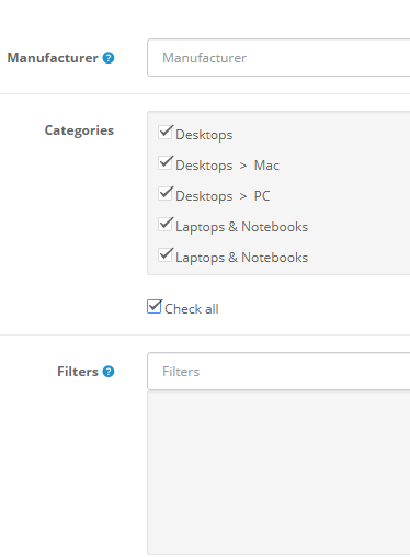 Category Checkbox For Admin Product Form For OpenCart screenshot 4